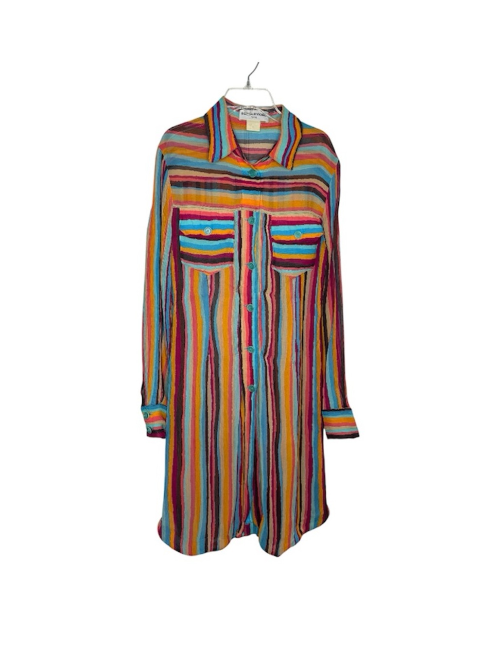SONIA RYKIEL Paris Stripe Shirt Long Sleeves Dress Size 40